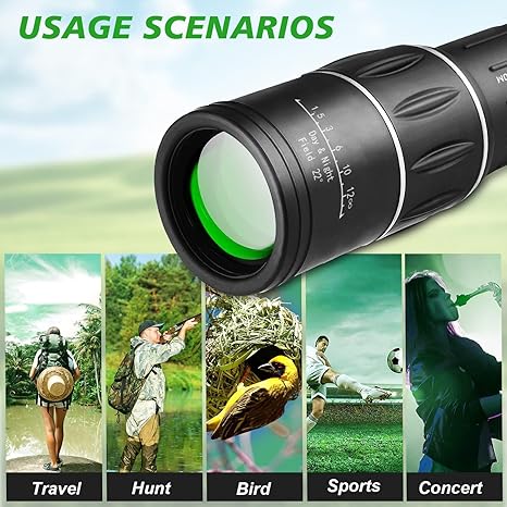 16x52 HD Monocular Telescope for Adults & Kids – High Power Compact Scope with BAK-4 Prism & FMC Lens – Waterproof, Lightweight Monocular for Bird Watching, Hunting, Hiking, Travel & Gifts
