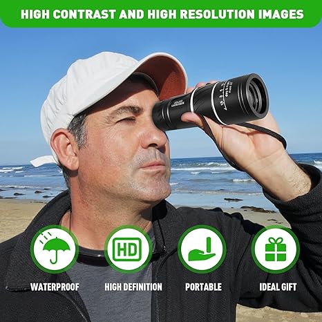 16x52 HD Monocular Telescope for Adults & Kids – High Power Compact Scope with BAK-4 Prism & FMC Lens – Waterproof, Lightweight Monocular for Bird Watching, Hunting, Hiking, Travel & Gifts