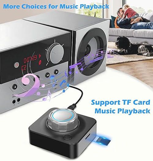 Bluetooth Receiver for Home Stereo, 3.5mm AUX/RCA,TF Card Slot,Car Systems，Wireless Bluetooth Audio Adapter Low Latency for Home Music Streaming Stereo System，Stereo Receiver with 3D Surround