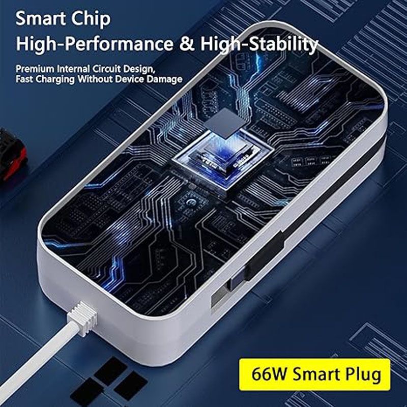 Mobile phone charger 2PD+2USB multi port charging head plug suitable for Apple Android 3.1a socket Type-C Detachable Cable,Multi-Port Output,Compact Portable Design ,USB Power Strip (EU)