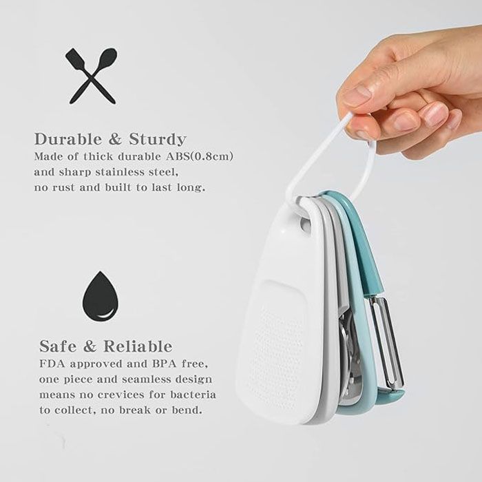 Kitchen Gadgets Set 6 Pieces, Space Saving Cooking Tools Kitchen Accessories-Garlic/Ginger Grinder, Cheese Grater, Vegetable/Fruit Peeler, Pizza Cutter, Herb Stripper, Bottle Opener, Gadgets Gift Set