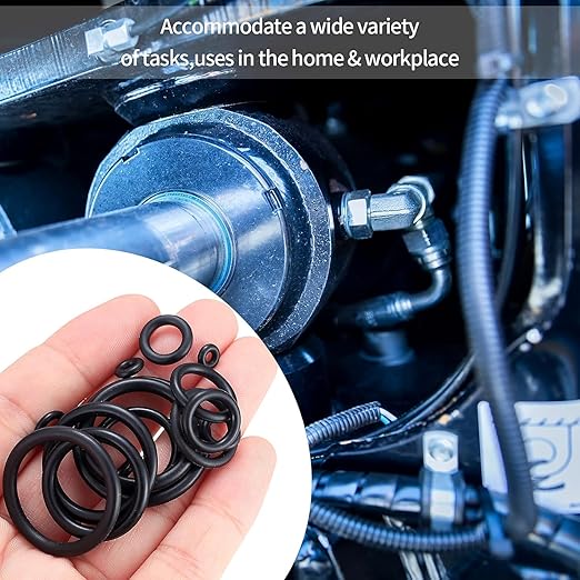 225 Pcs Rubber O-Ring Kit 18 Size Nitrile Rubber O Ring Assortment Set for Car Auto Vehicle Repair Faucet Plumbing Air or Gas Sealing Connections Resist Oil and Heat