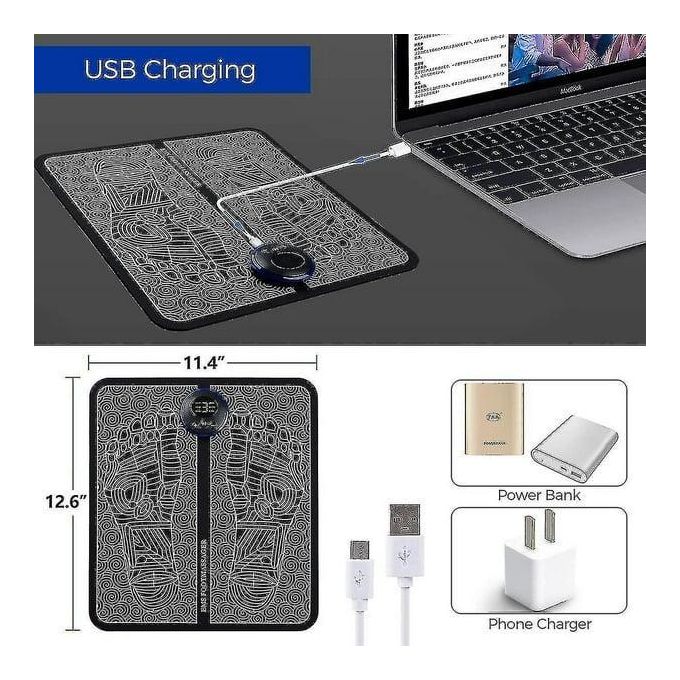 USB Portable Electric EMS Foot Massager Improve Blood Circulation Foot Massager for Circulation and Pain Relief  Foldable Massage Mat Relax Feet