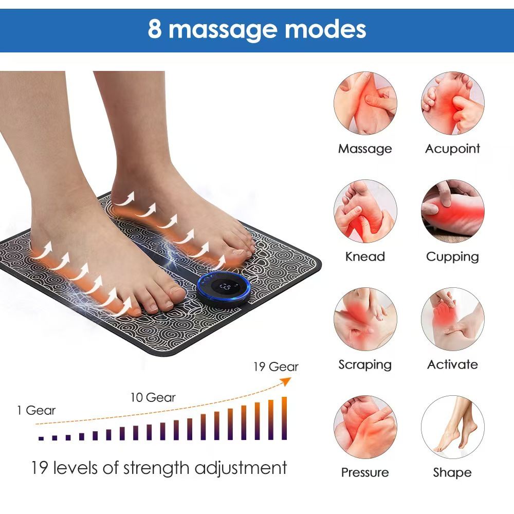 USB Portable Electric EMS Foot Massager Improve Blood Circulation Foot Massager for Circulation and Pain Relief  Foldable Massage Mat Relax Feet