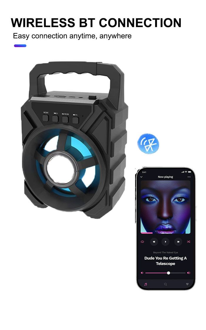 Bluetooth Karaoke  Speaker - Indoor / Outdoor Portable Sound System with  Mic,  Rechargeable Battery, USB / TF, Woofer Surround Stereo  ,Bass RGB Lights Computer Speaker Plug-in Card Subwoofer