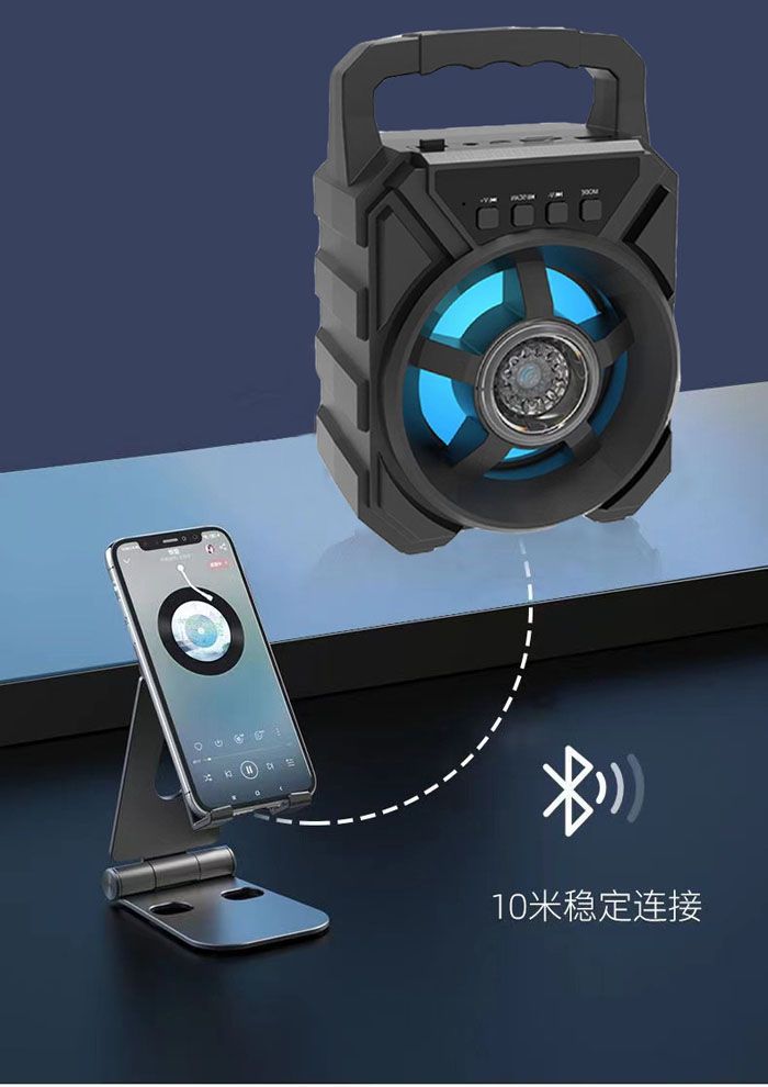 Bluetooth Karaoke  Speaker - Indoor / Outdoor Portable Sound System with  Mic,  Rechargeable Battery, USB / TF, Woofer Surround Stereo  ,Bass RGB Lights Computer Speaker Plug-in Card Subwoofer