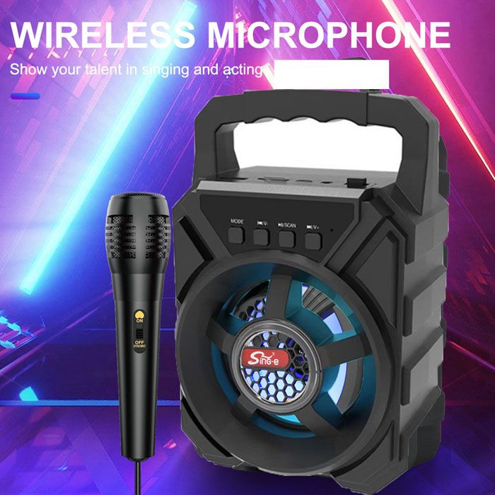 Bluetooth Karaoke  Speaker - Indoor / Outdoor Portable Sound System with  Mic,  Rechargeable Battery, USB / TF, Woofer Surround Stereo  ,Bass RGB Lights Computer Speaker Plug-in Card Subwoofer