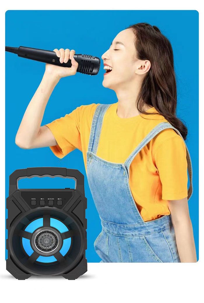 Bluetooth Karaoke  Speaker - Indoor / Outdoor Portable Sound System with  Mic,  Rechargeable Battery, USB / TF, Woofer Surround Stereo  ,Bass RGB Lights Computer Speaker Plug-in Card Subwoofer