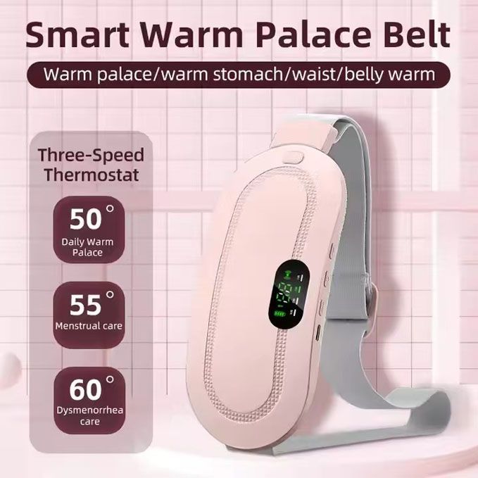 Portable Heating Pad for Period Cramps Relief Vibrating Menstrual Heating Belt for Women, Menstrual Heating Pad Smart Warm Palace Belt , Rechargeable Fast Heat , Pain Relief for Back & Stomach
