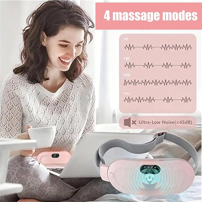 Portable Heating Pad for Period Cramps Relief Vibrating Menstrual Heating Belt for Women, Menstrual Heating Pad Smart Warm Palace Belt , Rechargeable Fast Heat , Pain Relief for Back & Stomach