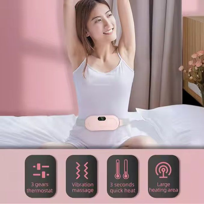 Portable Heating Pad for Period Cramps Relief Vibrating Menstrual Heating Belt for Women, Menstrual Heating Pad Smart Warm Palace Belt , Rechargeable Fast Heat , Pain Relief for Back & Stomach