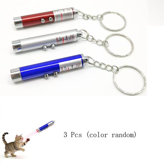 3 PCS Cat Toys Laser Pointer Mini Keychain Laser Pointer LED Flashlight Dog Laser Toy Pet Remote Control Laser，Laser Light Pen Laser Sight High Power Green Blue Red Dot Military Pointer Laser