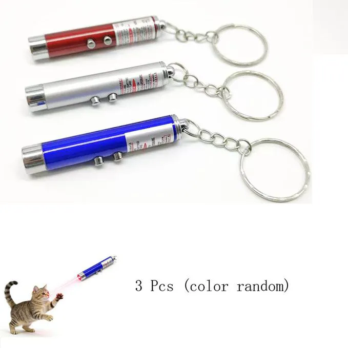 3 PCS Cat Toys Laser Pointer Mini Keychain Laser Pointer LED Flashlight Dog Laser Toy Pet Remote Control Laser，Laser Light Pen Laser Sight High Power Green Blue Red Dot Military Pointer Laser