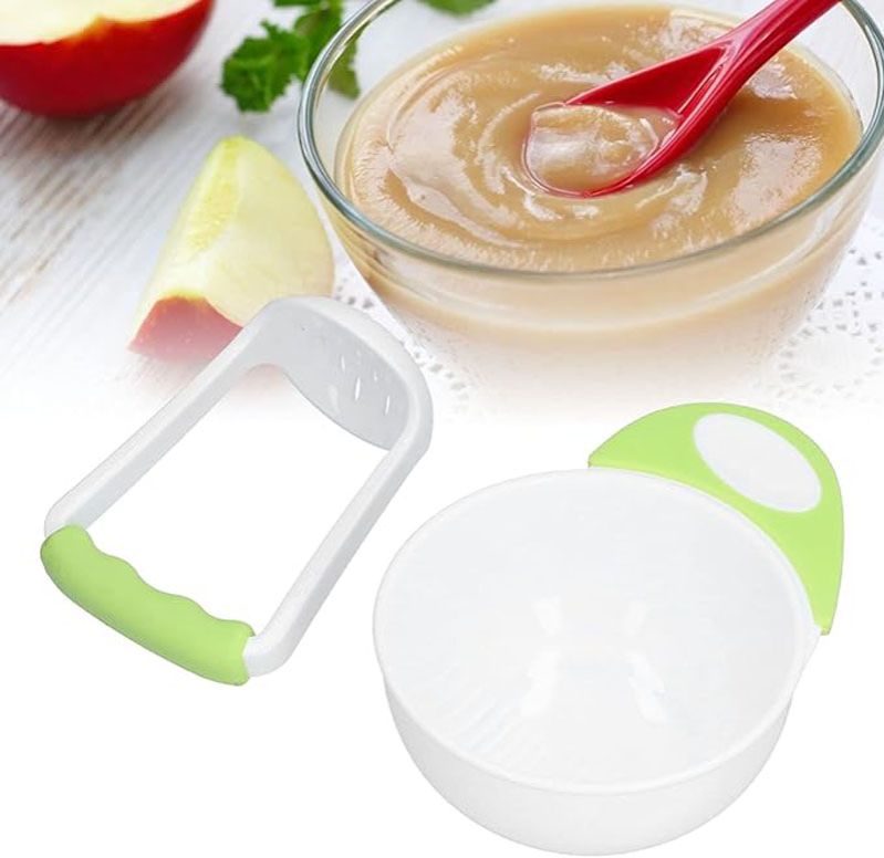 Baby Food Mash Bowl Food Scissors  Fruit Vegetable Puree Masher Bowl Hand Mash with Baby Feeding Set Feeding Dish Set with Spoons Baby Food Masher Set ，Helps Babies Transition to Solid Foods