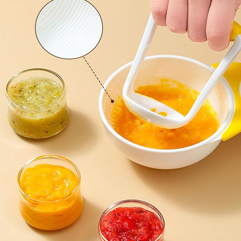 Baby Food Mash Bowl Food Scissors  Fruit Vegetable Puree Masher Bowl Hand Mash with Baby Feeding Set Feeding Dish Set with Spoons Baby Food Masher Set ，Helps Babies Transition to Solid Foods
