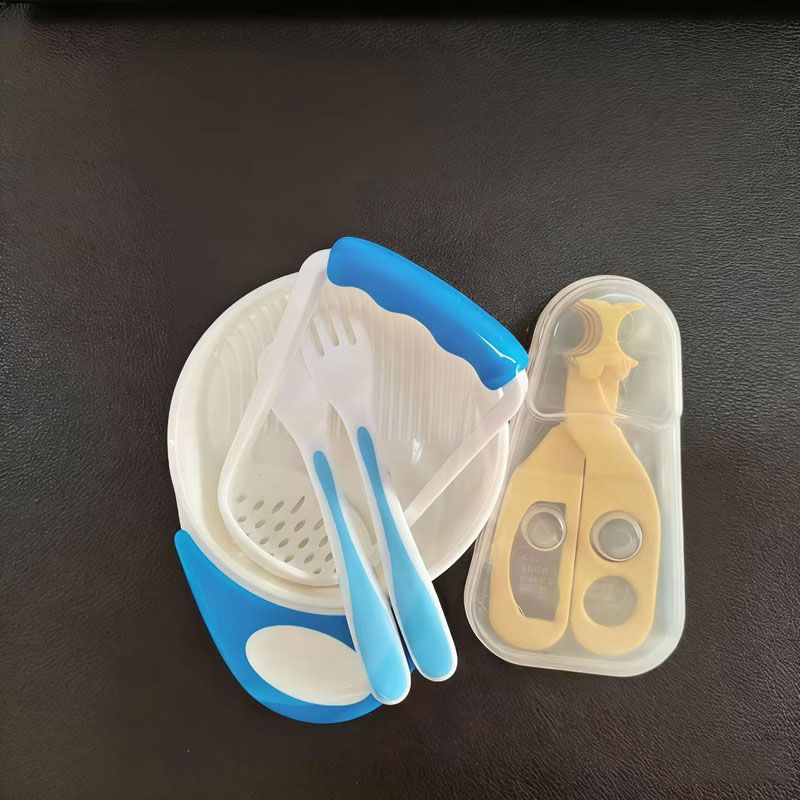 Baby Food Mash Bowl Food Scissors  Fruit Vegetable Puree Masher Bowl Hand Mash with Baby Feeding Set Feeding Dish Set with Spoons Baby Food Masher Set ，Helps Babies Transition to Solid Foods