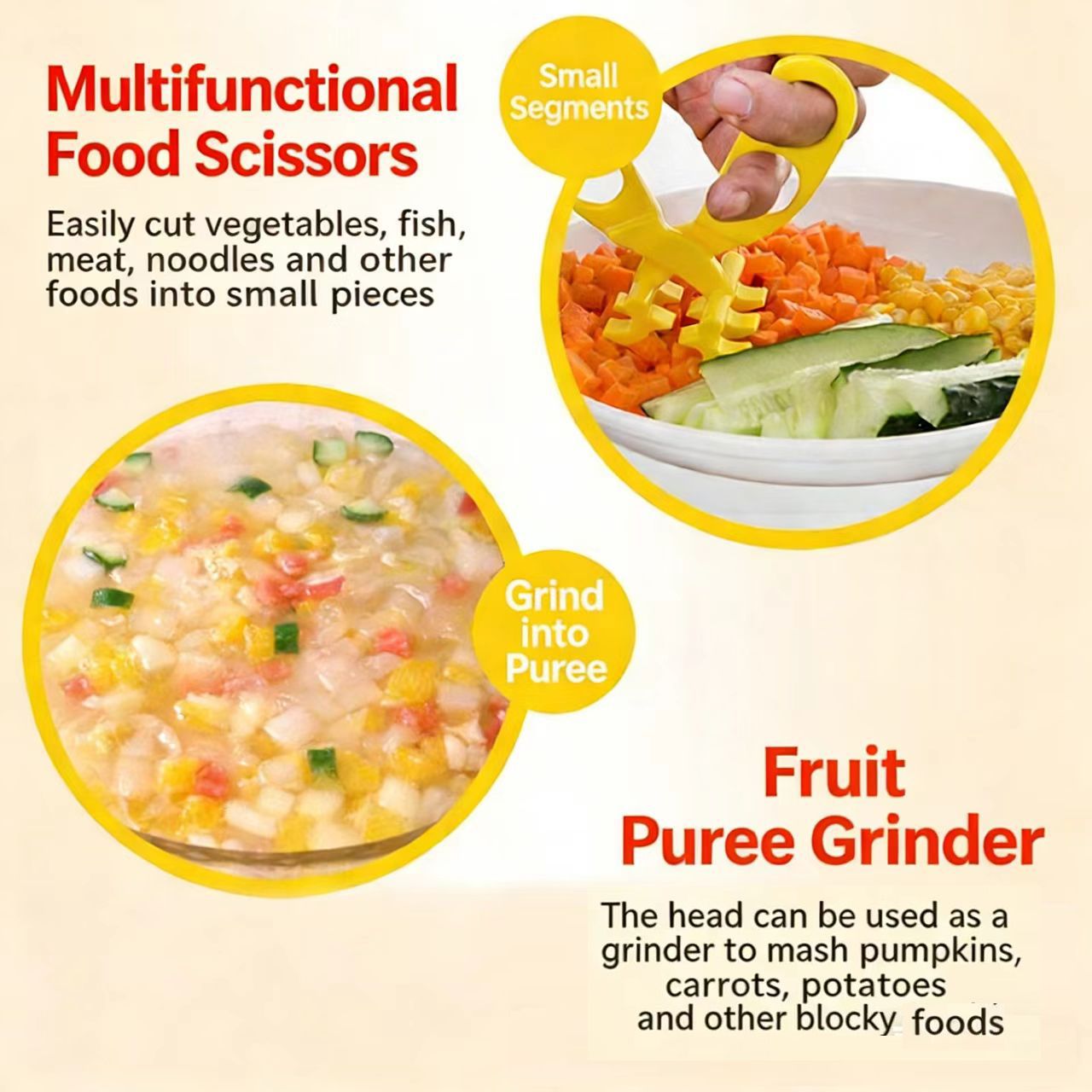 Baby Food Mash Bowl Food Scissors  Fruit Vegetable Puree Masher Bowl Hand Mash with Baby Feeding Set Feeding Dish Set with Spoons Baby Food Masher Set ，Helps Babies Transition to Solid Foods