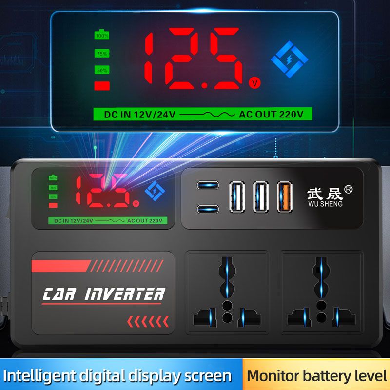 12v24v to 220v car inverter truck car universal converter mobile phone dual flash charging socket charger ， 200W Car Power Inverter，Durable Power Converter.3 USB Ports.