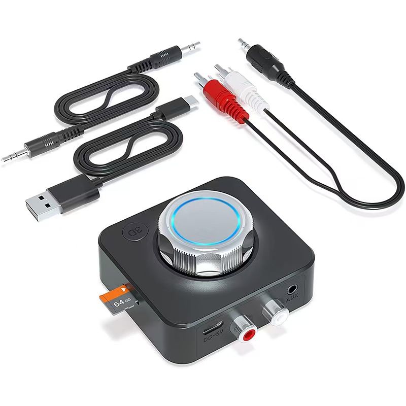 Bluetooth Receiver for Home Stereo, 3.5mm AUX/RCA,TF Card Slot,Car Systems，Wireless Bluetooth Audio Adapter Low Latency for Home Music Streaming Stereo System，Stereo Receiver with 3D Surround