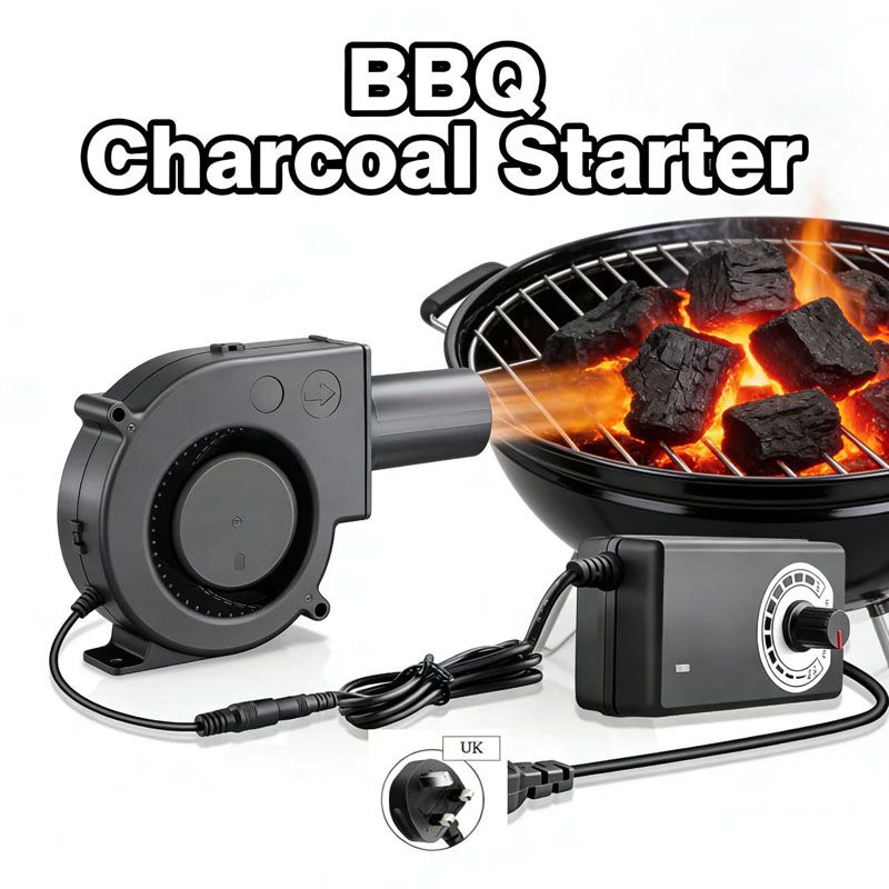 Brushless DC Blower Fan - High Airflow Variable Speed Controller,   Cooling Fan with with Air Collecting Adjustable Speed Cooking Tool ,BBQ Fan, Handheld Barbecue Blower Camping AC Powered Fan Variabl