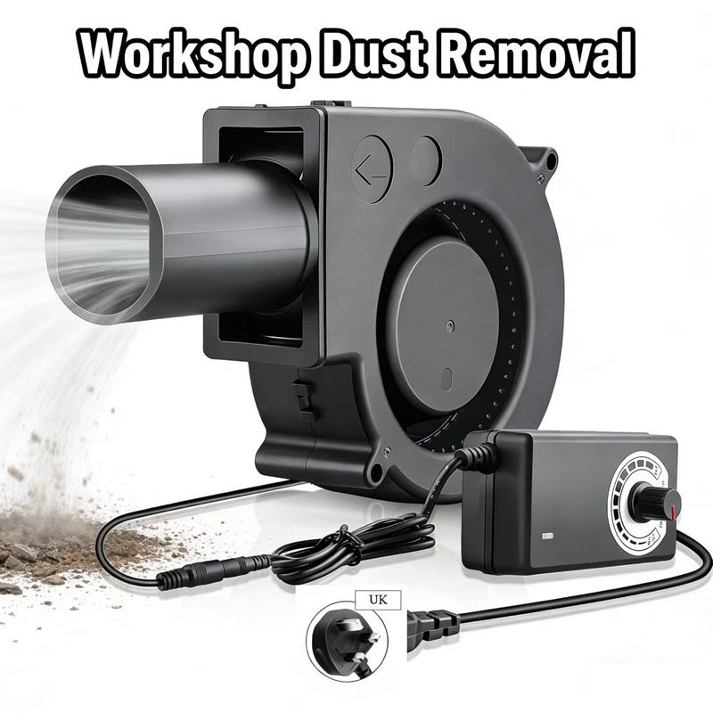 Brushless DC Blower Fan - High Airflow Variable Speed Controller,   Cooling Fan with with Air Collecting Adjustable Speed Cooking Tool ,BBQ Fan, Handheld Barbecue Blower Camping AC Powered Fan Variabl