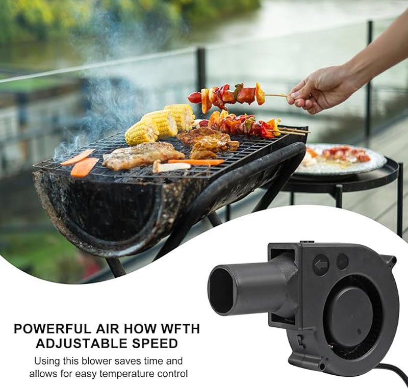 Brushless DC Blower Fan - High Airflow Variable Speed Controller,   Cooling Fan with with Air Collecting Adjustable Speed Cooking Tool ,BBQ Fan, Handheld Barbecue Blower Camping AC Powered Fan Variabl