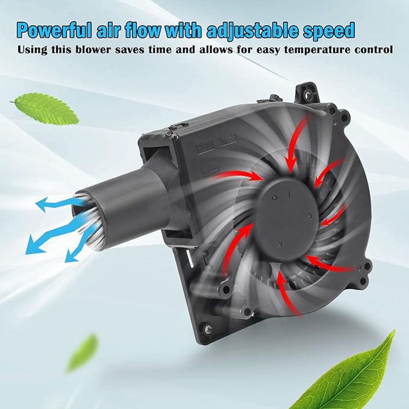 Brushless DC Blower Fan - High Airflow Variable Speed Controller,   Cooling Fan with with Air Collecting Adjustable Speed Cooking Tool ,BBQ Fan, Handheld Barbecue Blower Camping AC Powered Fan Variabl