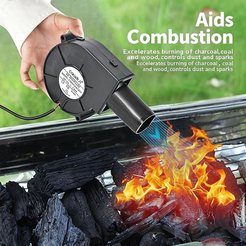 Brushless DC Blower Fan - High Airflow Variable Speed Controller,   Cooling Fan with with Air Collecting Adjustable Speed Cooking Tool ,BBQ Fan, Handheld Barbecue Blower Camping AC Powered Fan Variabl