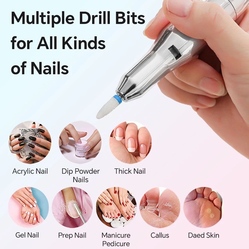 Professional Electric Nail Drill Machine 40000RPM, with UV Nail Lamp and Display, Portable Efile for Acrylic Gel Nails Polishing ,  with Bits Kit  Removing,Rechargeable Electric Nail File Machine