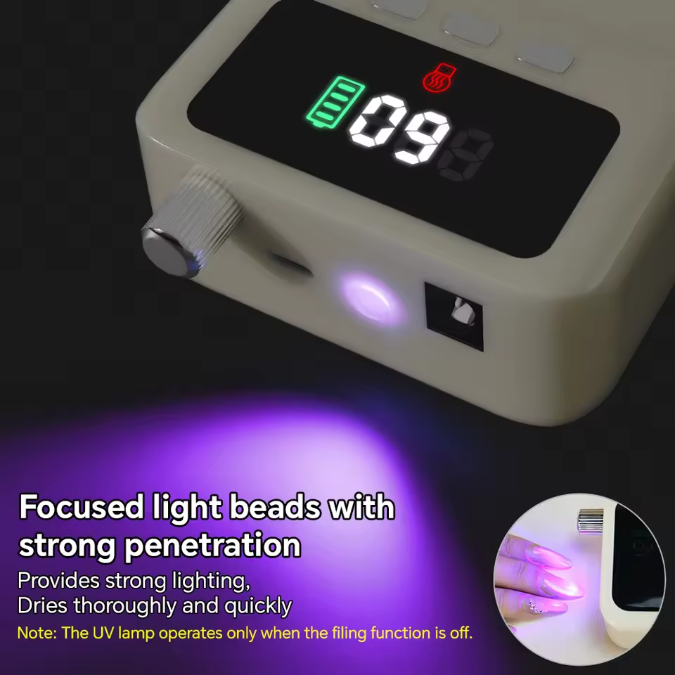 Professional Electric Nail Drill Machine 40000RPM, with UV Nail Lamp and Display, Portable Efile for Acrylic Gel Nails Polishing ,  with Bits Kit  Removing,Rechargeable Electric Nail File Machine