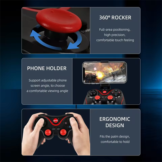 X3  Android Gamepad Controller, Wireless Key Mapping Gamepad Joystick Perfect for Call of Duty & PUBG Mobile & More, Wireless Bluetooth Joystick PC,For Android IOS Phone PC Tablet TV Box