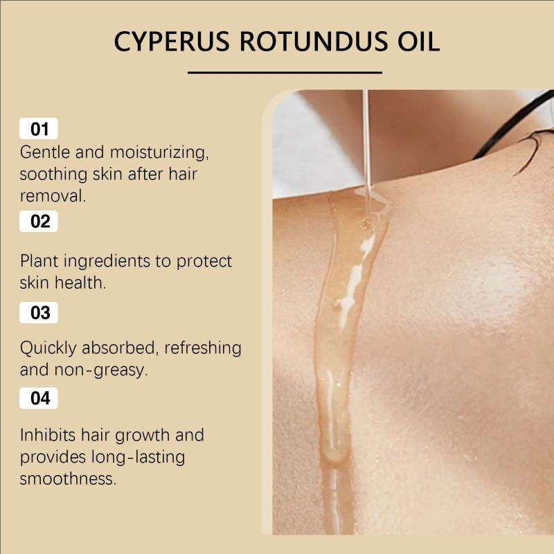 Pure Cyperus Rotundus Oil for Hair Removal Reducing Redness Armpit Legs Arms Body Hair Growth Inhibitor Repair Beauty Skin Care