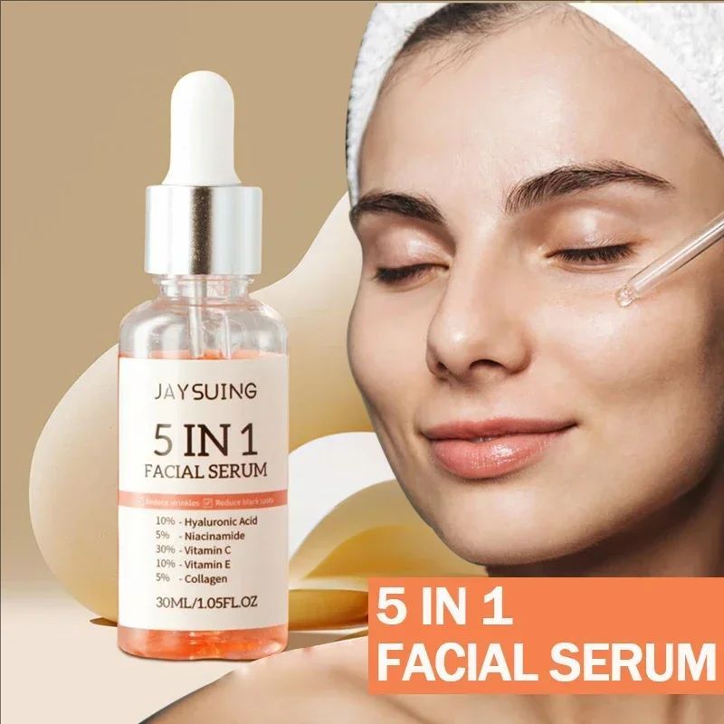 5 in 1 Anti-wrinkle Face Essence Moisturizing Firming Lightening Whitening Fade Acne Pimples Shrink Pores Skin Care 30ml