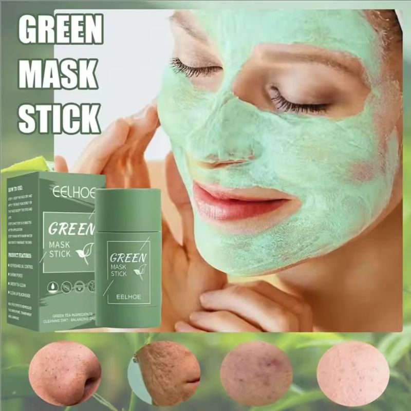1PC Green Tea Mask Stick Purifying Clay Oil Control Cleansing Eggplant Stick Mask For Face Oil Control Anti-acne Whitening Hot