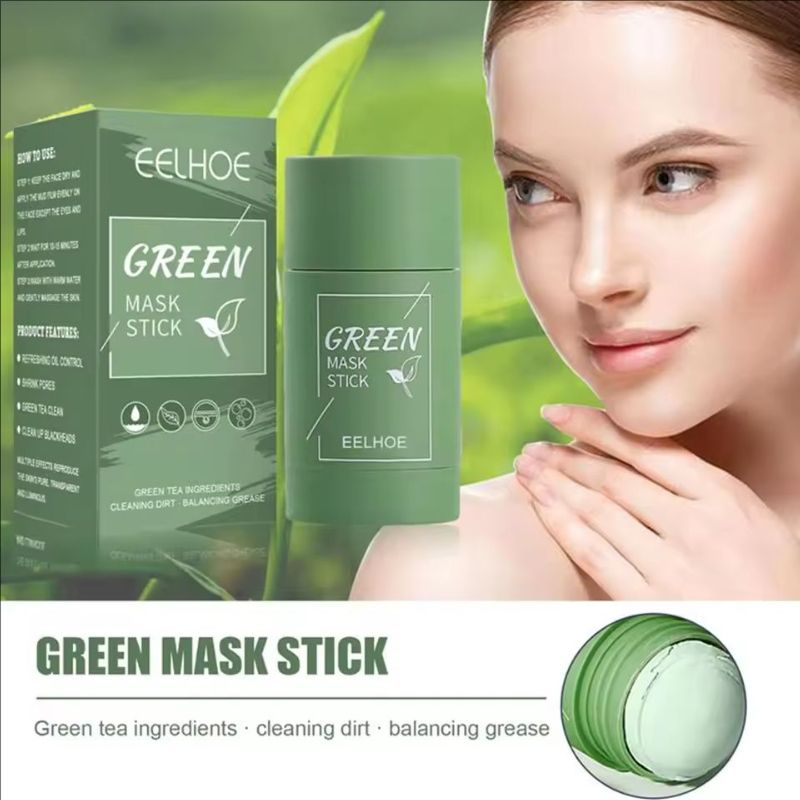 1PC Green Tea Mask Stick Purifying Clay Oil Control Cleansing Eggplant Stick Mask For Face Oil Control Anti-acne Whitening Hot