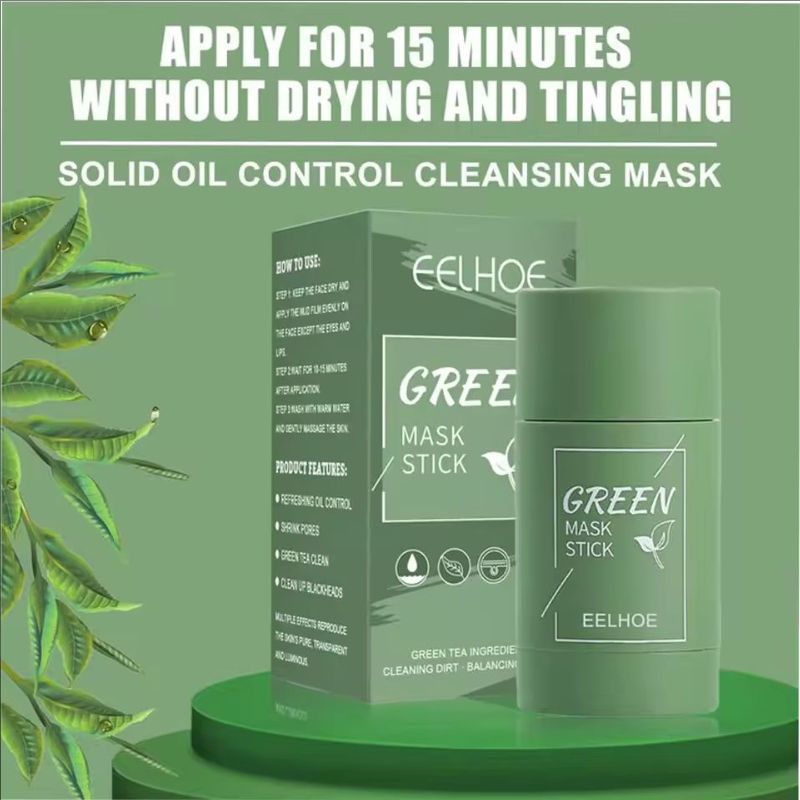 1PC Green Tea Mask Stick Purifying Clay Oil Control Cleansing Eggplant Stick Mask For Face Oil Control Anti-acne Whitening Hot