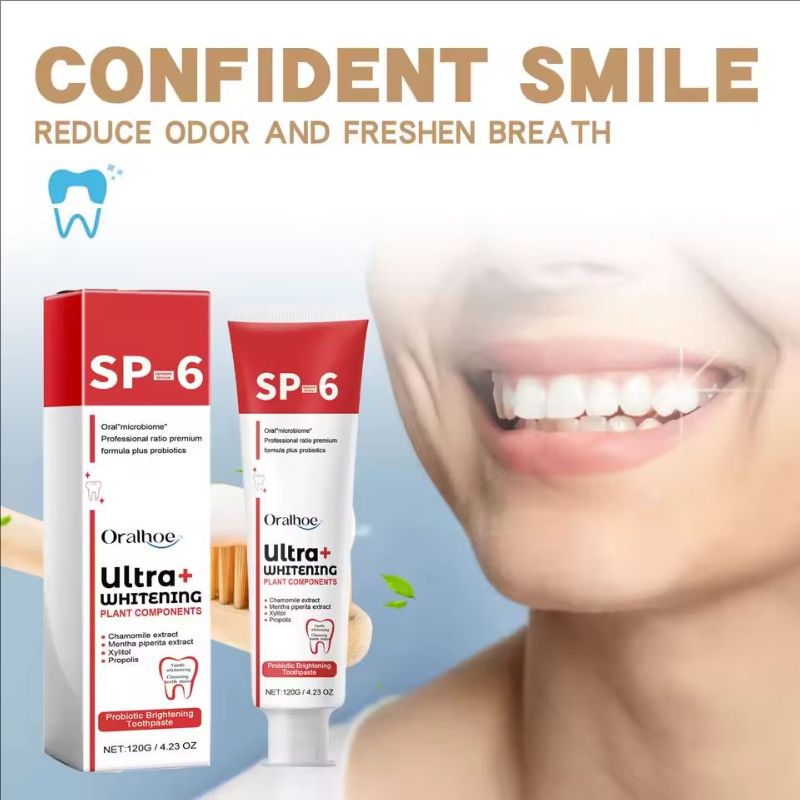 Oralhoe 120g Sp 6 Ultra Whitening Teeth Toothpaste Probiotic Fresh Breath Brightening Stain Remove Dental Clean Care Toothpaste