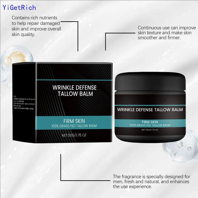 50g Wrinkle Care Tallow Balm Butter Ointment Men's Facial Cream Anti-wrinkle Butter Deeply Moisturize Long-lasting Moisturize Yi