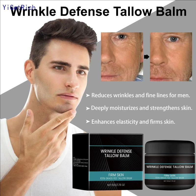 50g Wrinkle Care Tallow Balm Butter Ointment Men's Facial Cream Anti-wrinkle Butter Deeply Moisturize Long-lasting Moisturize Yi