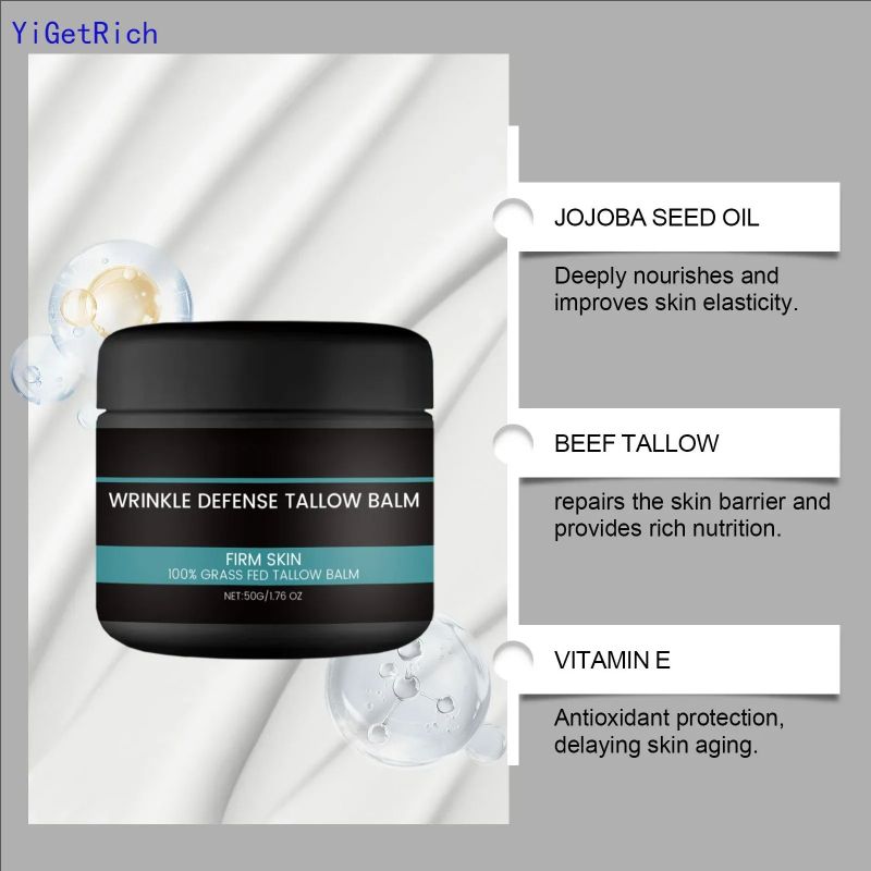 50g Wrinkle Care Tallow Balm Butter Ointment Men's Facial Cream Anti-wrinkle Butter Deeply Moisturize Long-lasting Moisturize Yi