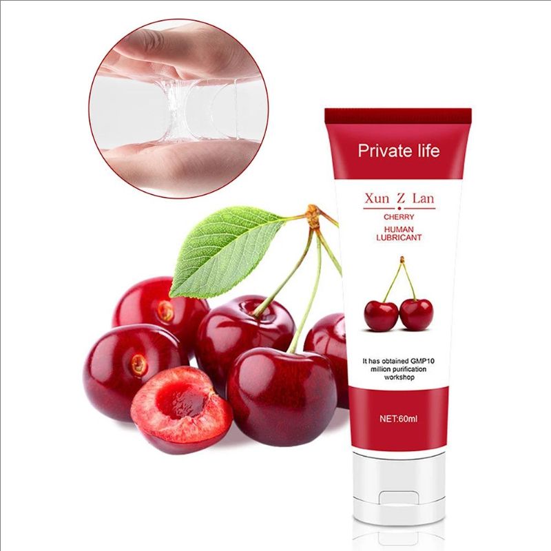 60ml Water-based Sex Lubricant Strawberry Cherry Flavor For Session Relieve Dryness Adults Lube Adult Gel
