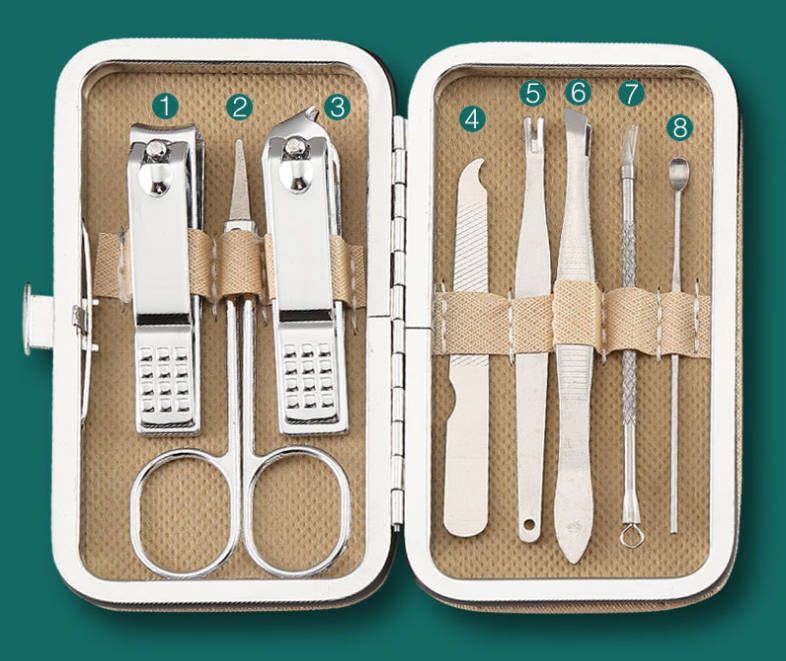 8PCS/Set Nail Clippers Trimmers Ear Spoon Dead Skin Pliers Nail Cutting Stainless Steel Scissors Nail Beauty Manicure Tools Fast delivery within 1-5 days