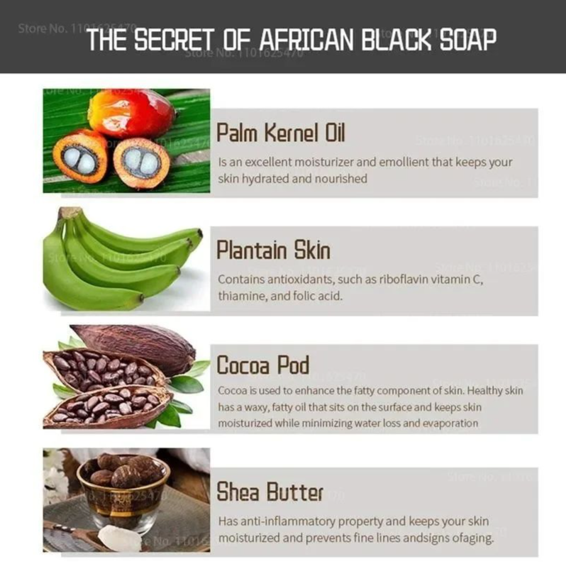 African Black Soap To Remove Melanin Anti-aging Beauty Moisturizing Natural Bath Body Treatment Acne Whitening Skin Care