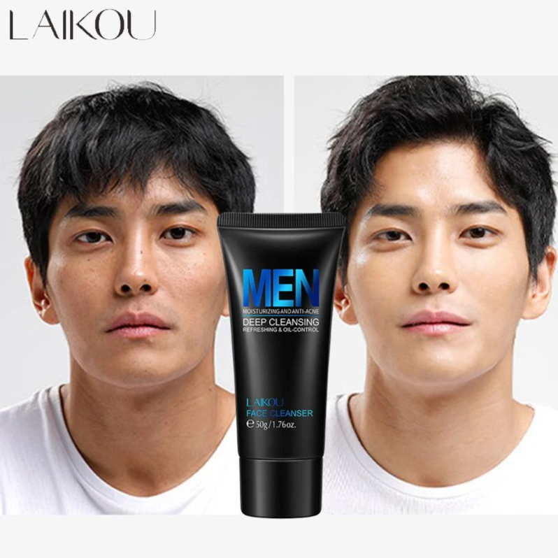 LAIKOU Men Facial Cleanser Face Washing Moisturizing Man Skin Care Oil Control Blackhead Remove Scrub Cosmetics Deep Norishing