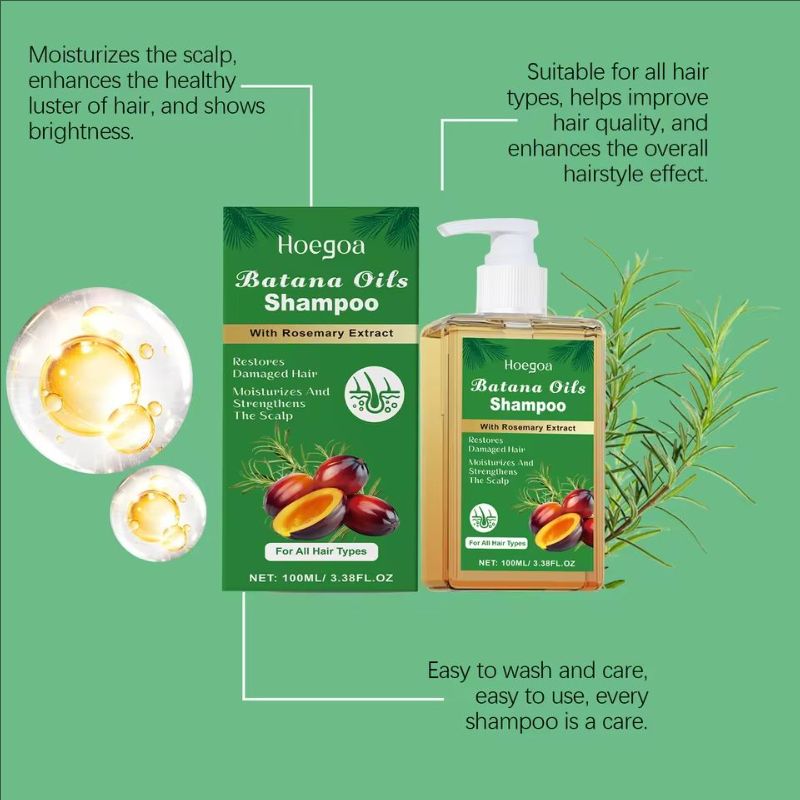 Pure Batana Shampoo Hair Strengthen Moisturizer Restore Damaged Brittle Hair Anti Loss Improve Dandruff Scalp Oil Control Care