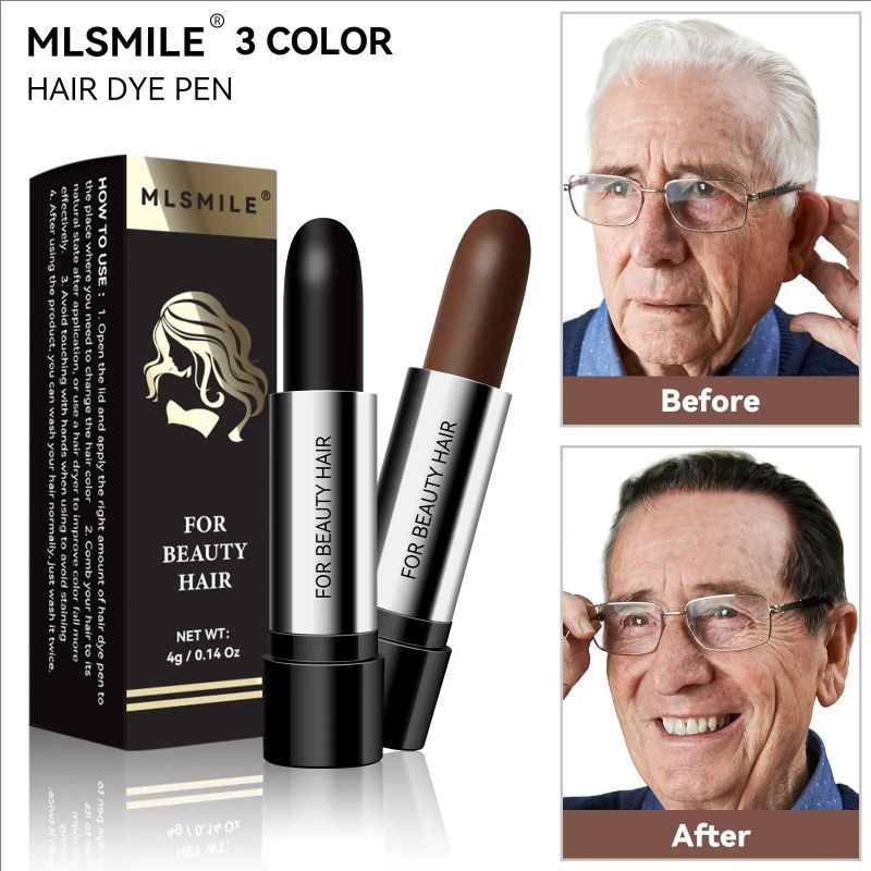 Black Brown Hair Dye Pen One-time Temporary Hair Dyeing Stick Cover Grey White Hair Fill in Hairs Coloring Styling Makeup Tools