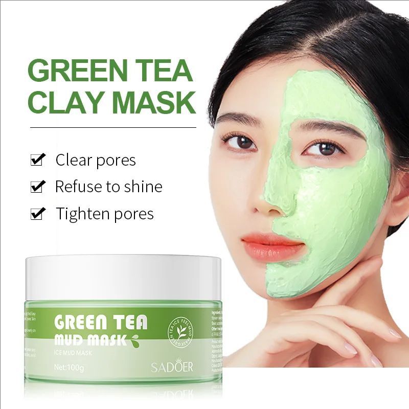 Ginger Green Tea Mud Masks Face Moisturizing Hydrating Brightening Remove Blackhead Face Mask Facial Masks Clay Skin Care