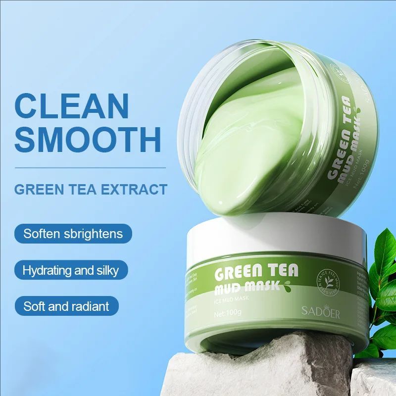 Ginger Green Tea Mud Masks Face Moisturizing Hydrating Brightening Remove Blackhead Face Mask Facial Masks Clay Skin Care