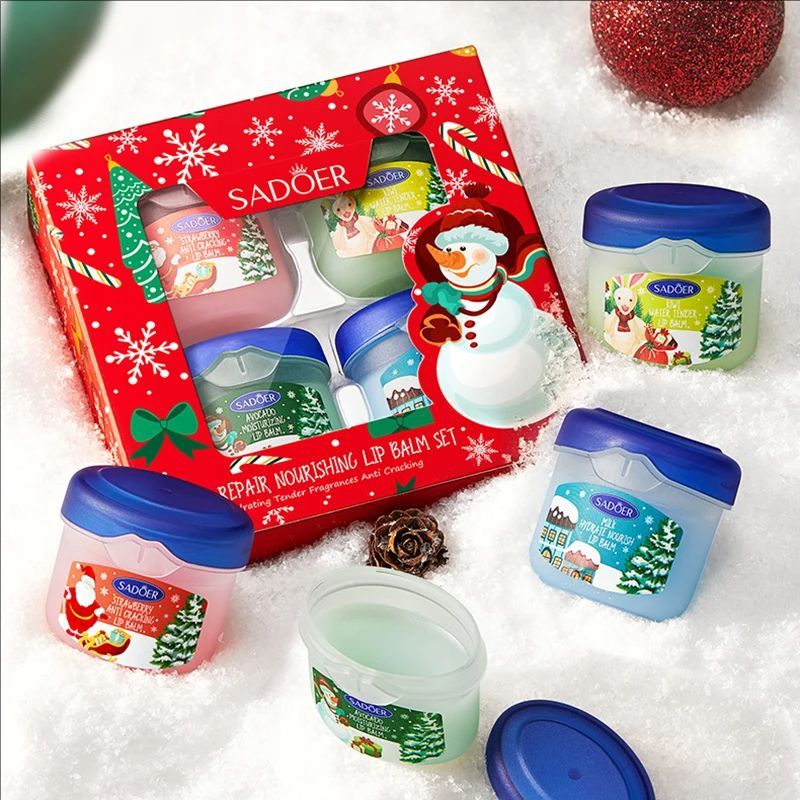 Christmas Set Brightening Lip Balm Moisturizing Anti Cracking Hydrating Repair Nourishing Lipstick Skin Care
