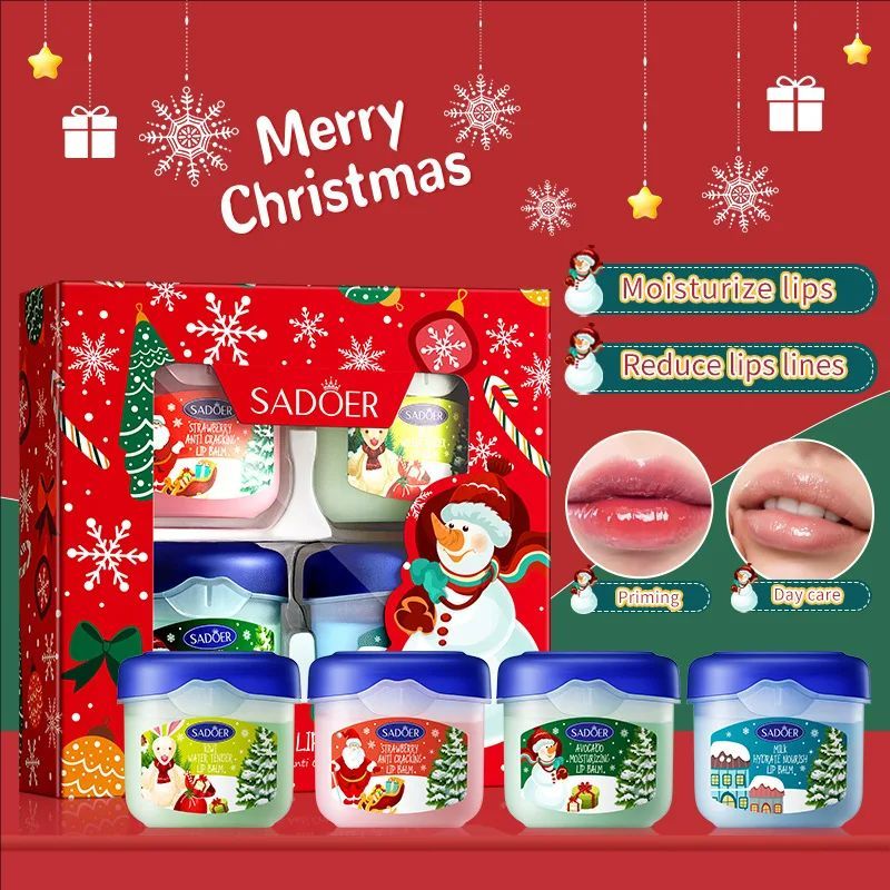 Christmas Set Brightening Lip Balm Moisturizing Anti Cracking Hydrating Repair Nourishing Lipstick Skin Care